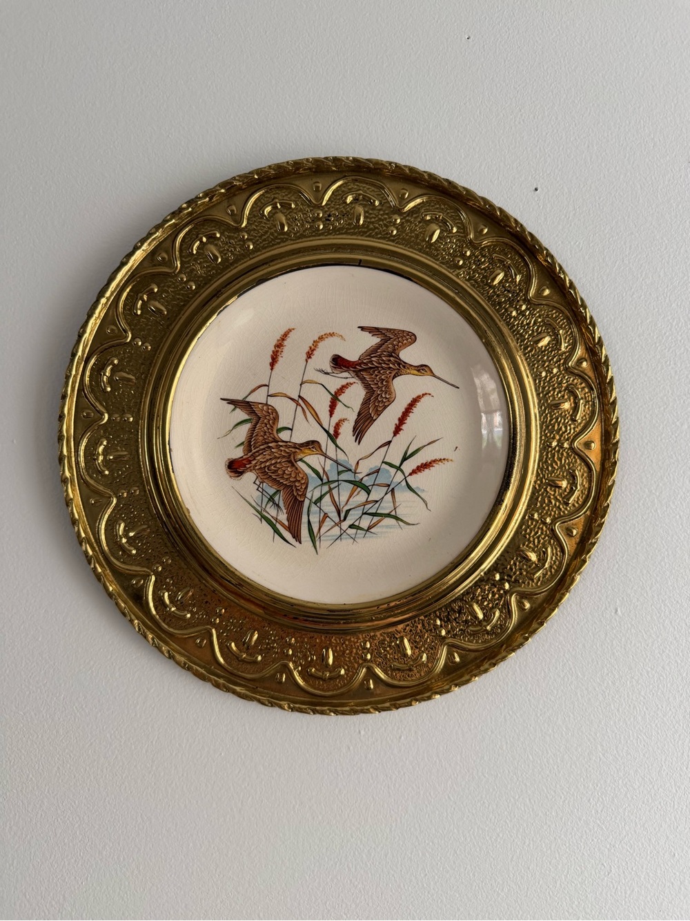 Vintage Alfred Meakin England Plate Framed with Ornate Gold Trim Wall Decor